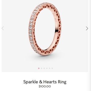 Sparkle & Hearts Pandora rose gold ring